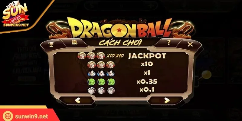 Dragon Ball SUNWIN: Nổ hũ siêu thưởng, rinh quà bá đạo 11 Sunwin Chọn mục Dragon Ball để bắt đầu